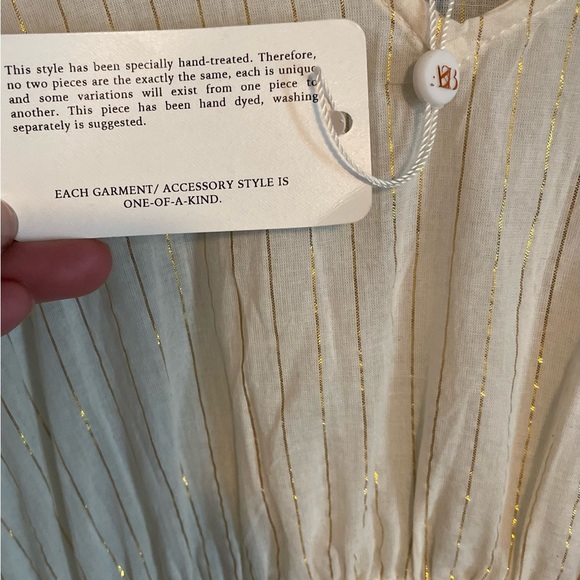 AMERICA & BEYOND ZEPHYR DETAIL DETAIL COVER-UP, BEIGE/GOLD STRIPE Girls size S - Picture 6 of 7